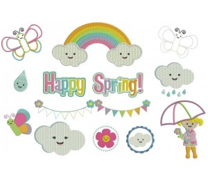 Stickdatei - Happy Spring Schriftzug